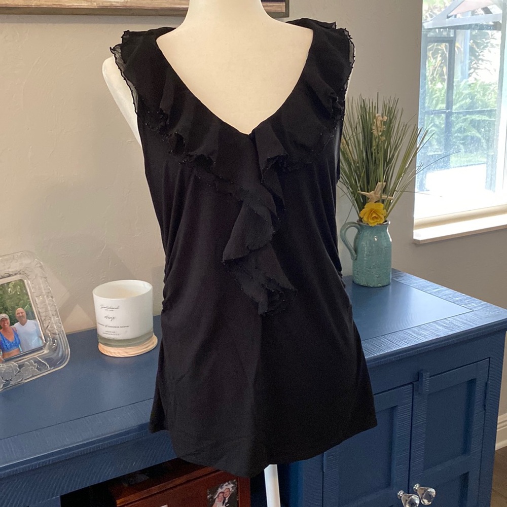 White House Black Market Sleeveless Blouse Women’s Sz L Black